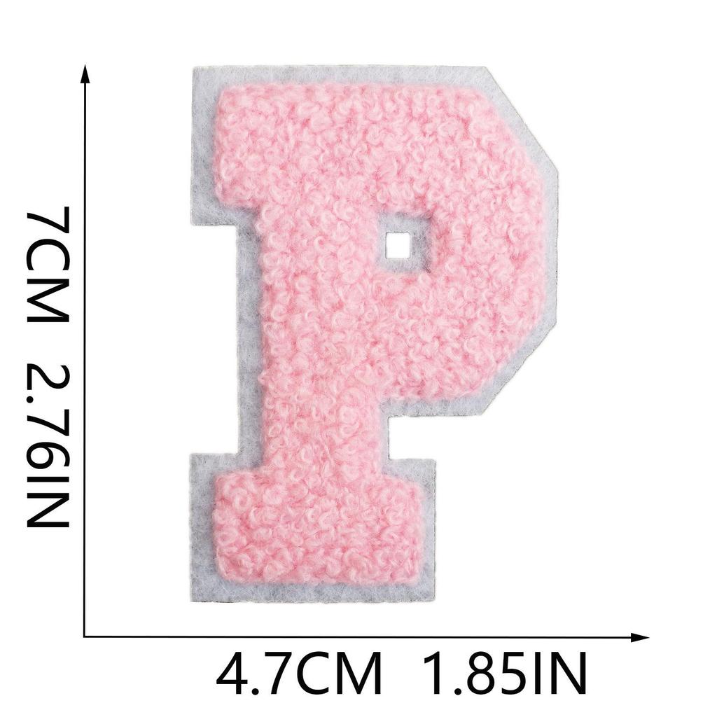 Roaring Sky A-Z Pink Chenille Embroidery Patch: 7cm Iron-on Sticker for Bags