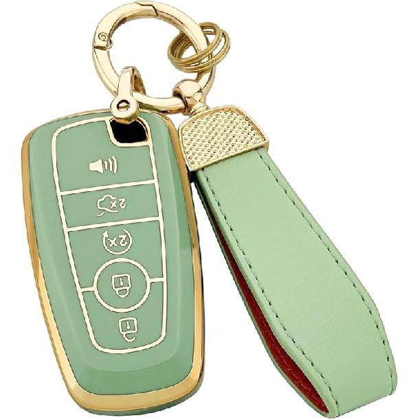 For Ford Key Fob Cover with Keychain, Full Coverage Protection Key Case for 2018-2025 Explorer Fusion Escape Edge Bronco F150 Maverick Mustang