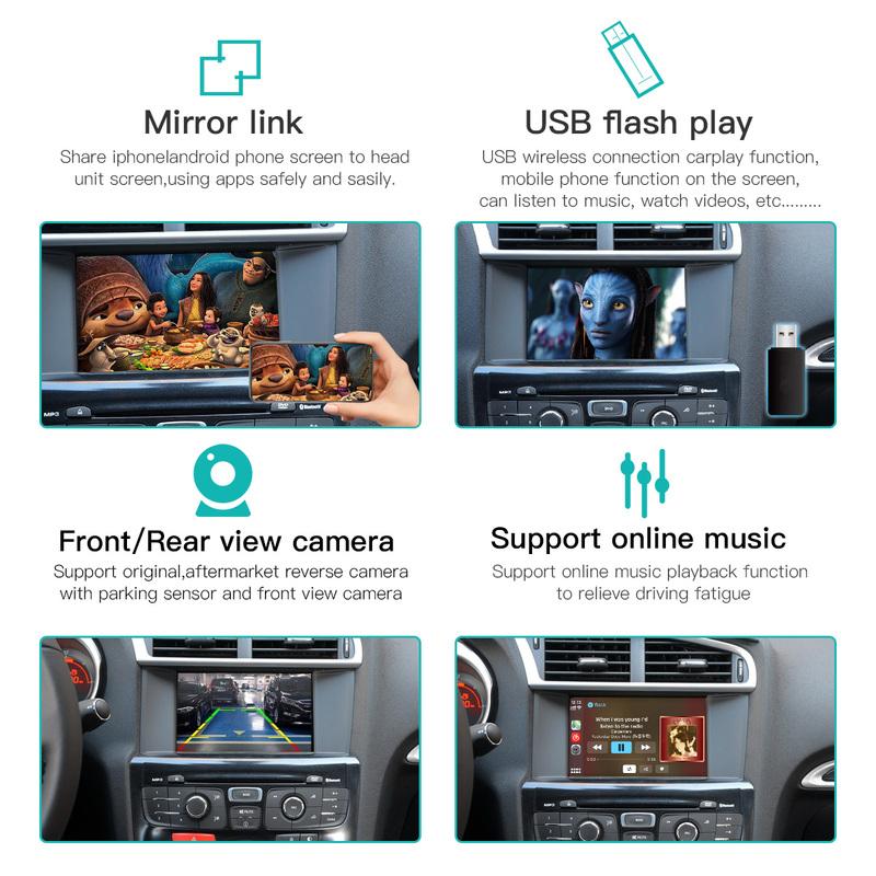 Wireless Carplay Android Auto pour KIT For Cristaux SMEG Picasso C4 C5 DS4 DS3 DS5 308 508 5008 3008 Accessory Multimedia