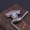 Stainless Steel Thor Hammer Mjolnir Necklace Viking Raven Pendant Mens Gift Jewelry Clearance