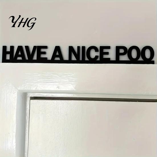 Modern Bathroom Wall Sign Have A Nice Poo Door Sign, Funny Wooden Over The Rustic Wood Topper, Minimalist Frame Corner for Home Restroom Art