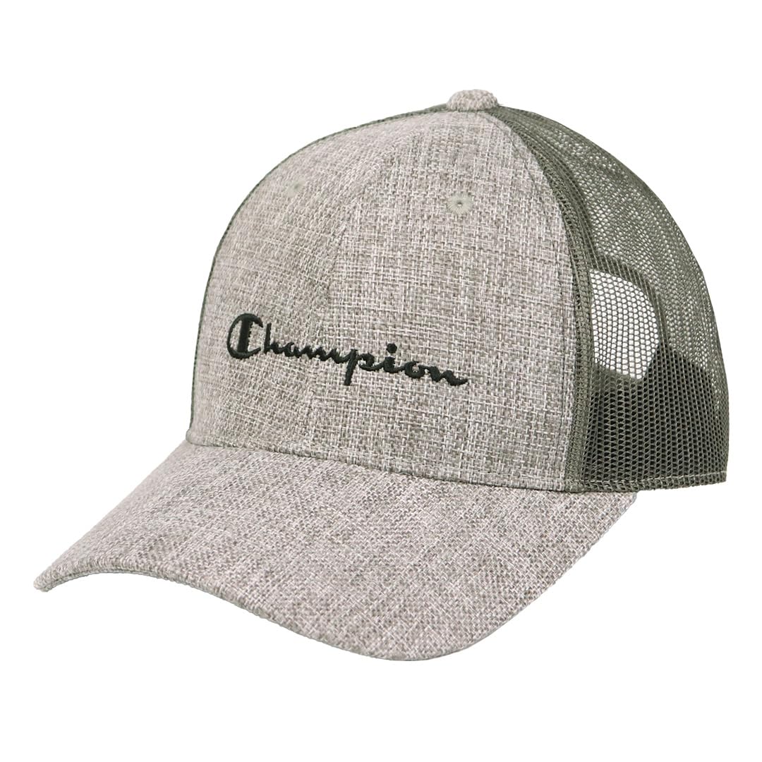 

Champion Mesh Brand Trucker Gray Men s Cap, Logo, Style, Casual, Antibacterial, Deodorizing, серый