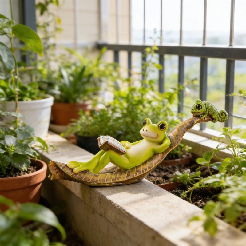 Practical Frogs Sculpture Functioning As Ornament and Garden Decoration for Stylish Home and Garden Enhancement