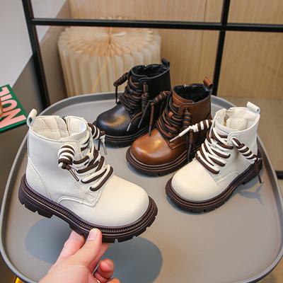 Dziecięce Skórzane Buty Duże Rozmiary Codzienne Modne Buty Jesień i Zima Welurowe Ciepłe i Modne Wysokie Buty Bawełniane