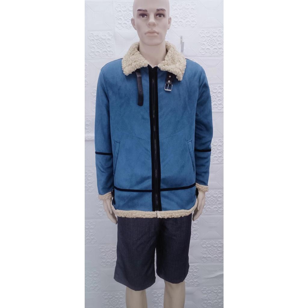 Winter Thickened Faux Suede Zip Jacket, British Style Fleece Lined Warm Coat for Outerwear