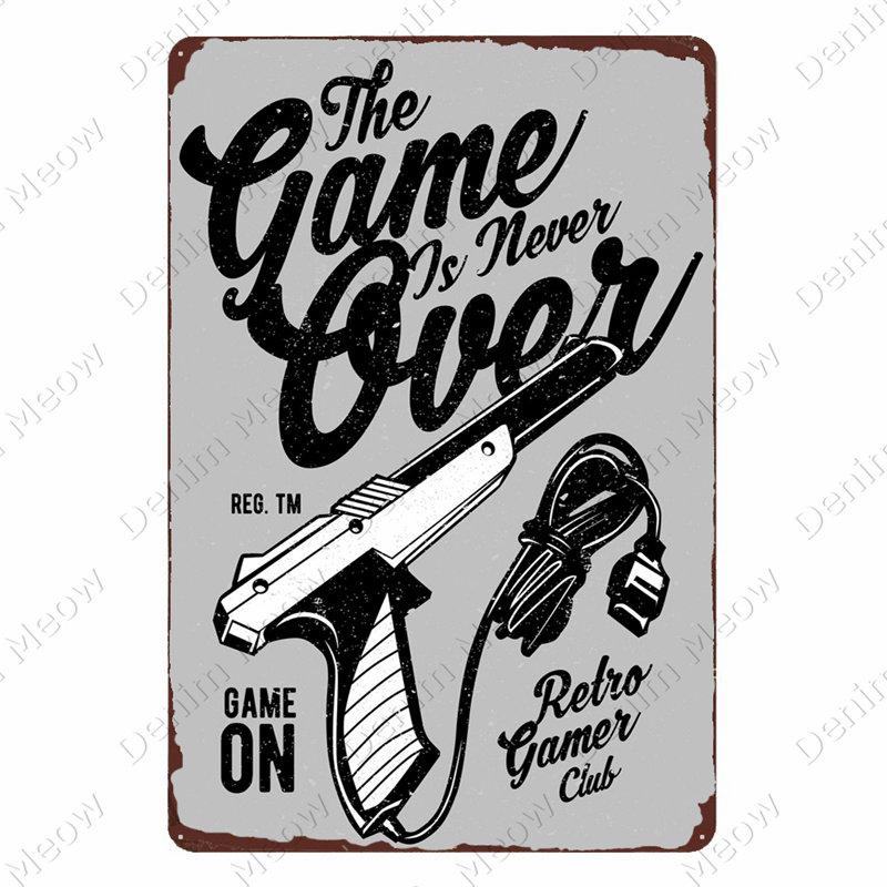 Avertisment Angry Gamer Vintage Tin Sign Gaming Repeat Poster Club Home Decor Dormitor Eat Sleep Game Autocolante amuzante de perete Placă N379