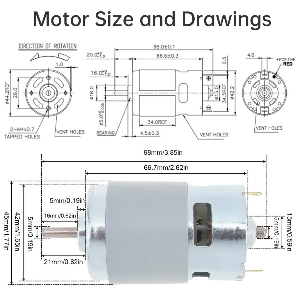 775/795/895 DC Motor 12/24V 3000-15000RPM High Speed Large Torque Motor Tools for Small Drill / Micro Machine with Ball Bearing