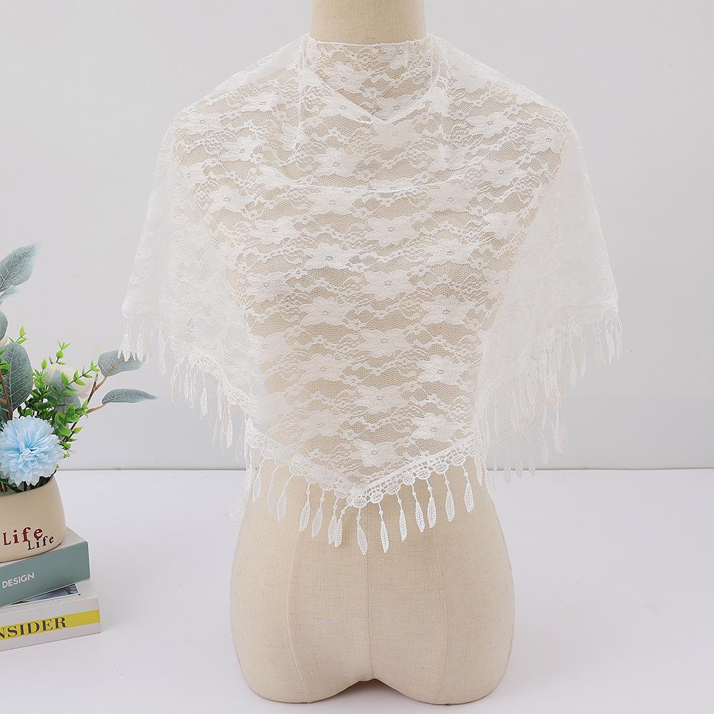 Women Rose Lace Veil Scarf Bandana Church Prayer Wedding Mantilla Chapel White Embroidered Hijab Women Scarves