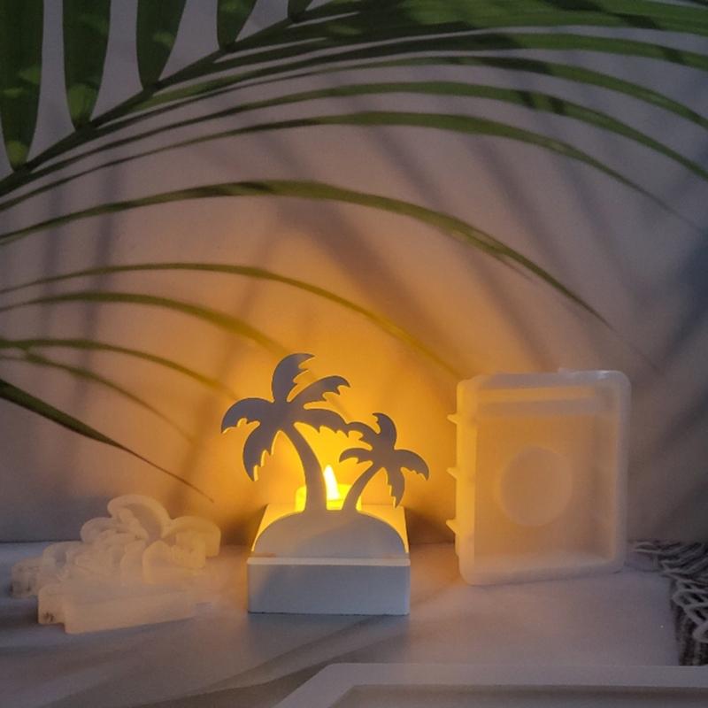 Coconut Tree Candle Holder Silicone Molds Candlesticks Castings Moulds Resins Molds Craft Molds for Tapers Candle