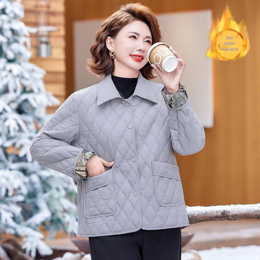 2025 New Plus Size Cotton Jacket for Women: Autumn/Winter Casual Style for Middle-Aged and Elderly Mothers