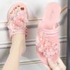 Fashion Flowers Women's Slippers and Ladies Sandals Open Toe Slides On Promotion Chic Elegant Small Size 2025 Luxury Vip Unique 39 Shoes