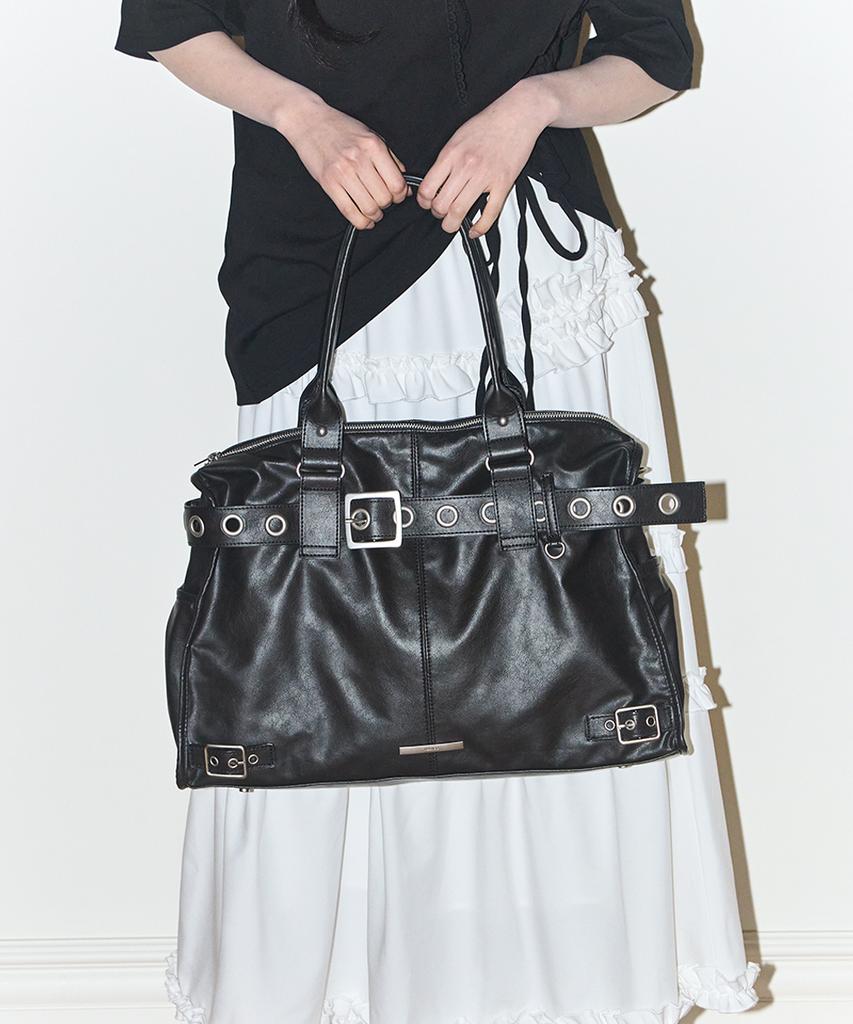 Illigo Belted Square Tote Bag Black