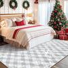 Christmas Area Rug Rugs Soft Washable Rug for Bedroom, Non Slip Snowflake Xmas Throw Rugs Winter Checkered Christmas Carpet for