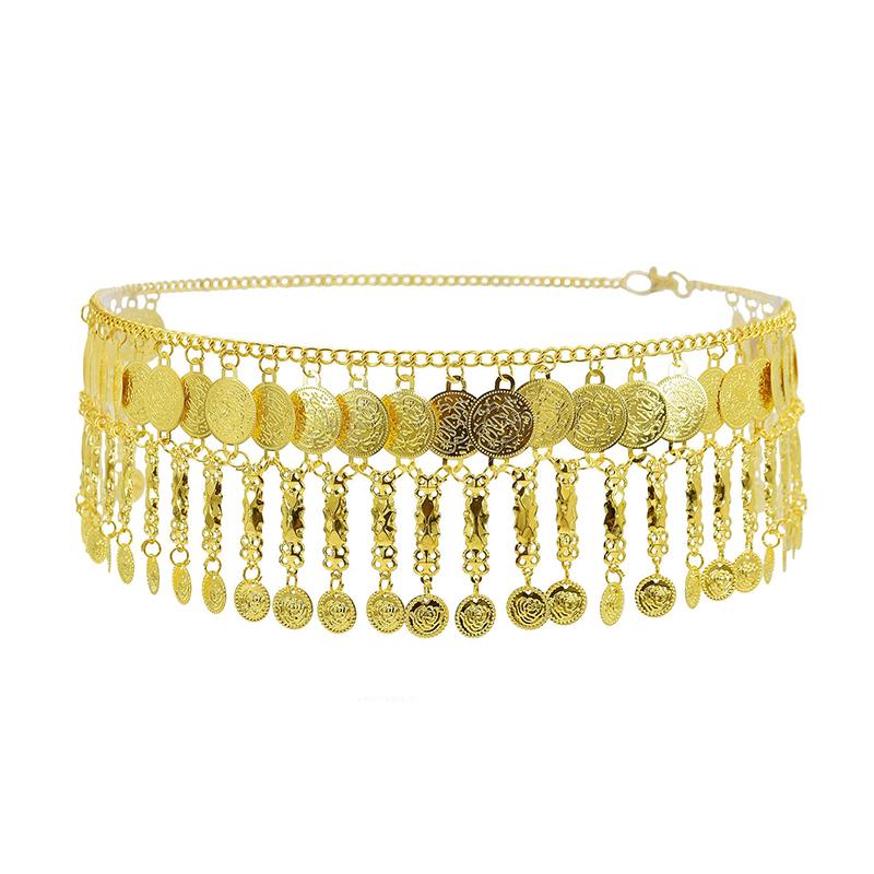 Lanțuri de corp indiene cu monede pentru burtă, talie, corp pentru femei, aliaj, ciucuri lungi, centură pentru rochie de dans, bijuterii pentru petrecere de nuntă
