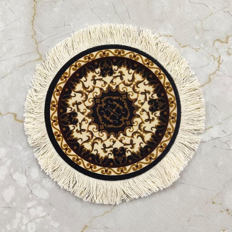 1PC Multi-Use Heat-Resistant Coaster Artisanal Round Durable Mat Non-Slip Ethnic Style Bohemian Coffee Washable 10cm