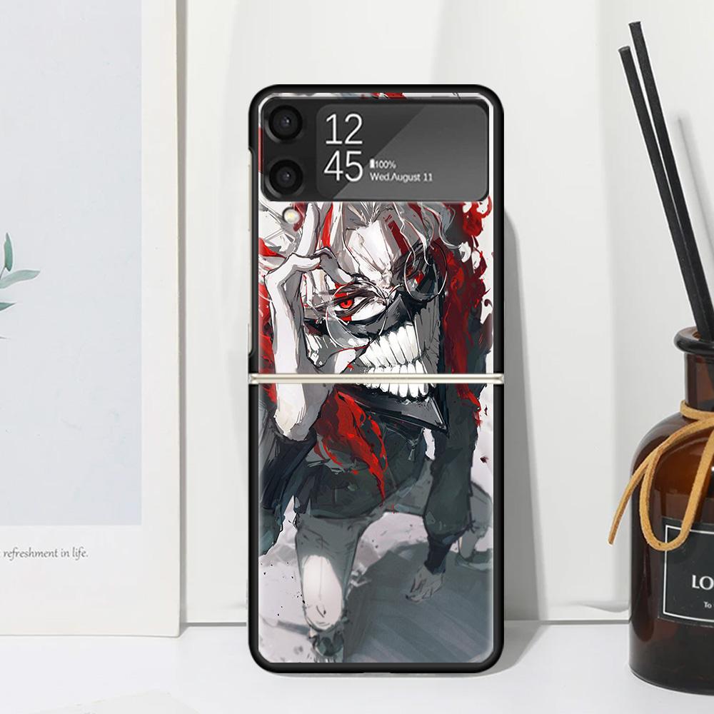 Anime D-Dandadans Okarun Phone Case Cover for Samsung Galaxy Z Flip 7 6 5 4 3 5G Flip3 Flip4 Flip5 ZFlip6 ZFlip7 Black Fundas Cl
