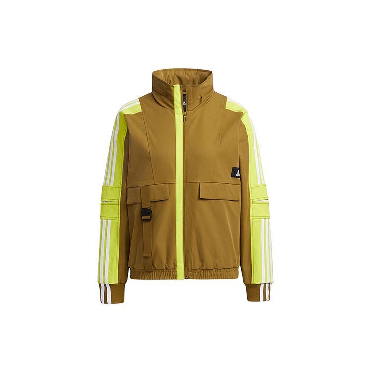 Adidas Originals Women Str Jkt Warm Training Fleece Lined Hooded Jacket Yellow GP0623 XL