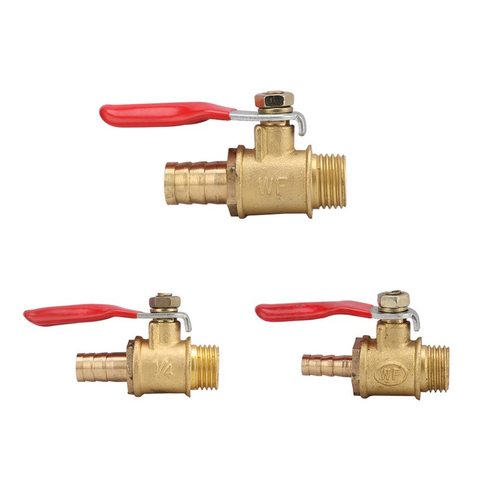 Brass 1/4" Male Thread Ball Valve To 6mm 8mm 10mm Barbed Pipe Interface Connector Joint Adapter Copper Pipe Fittings