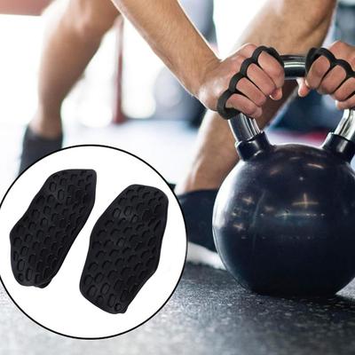 2 Stück Rutschfeste Trainingsgriffe Silikon Ergonomisches Handprotektor-Pad für Gewichtheben Hanteltraining Schwarz