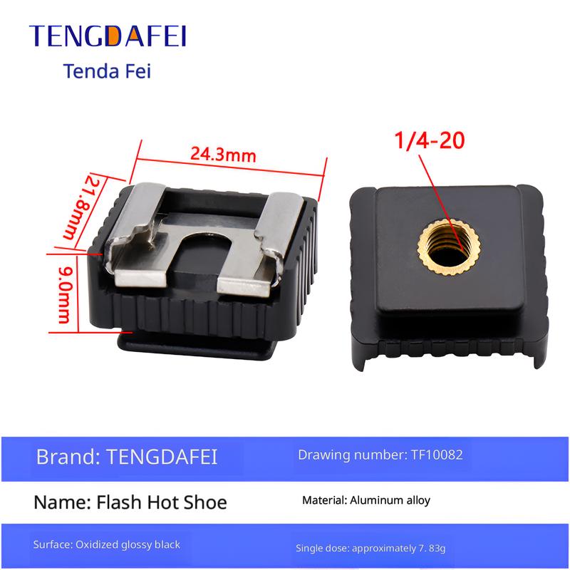 1/4 Camera Hot Shoe Mount with 3/8 Cold Shoe Adapter, 5/8 Adapter Base & Tripod Head Extension Screw for Flash Stand Base