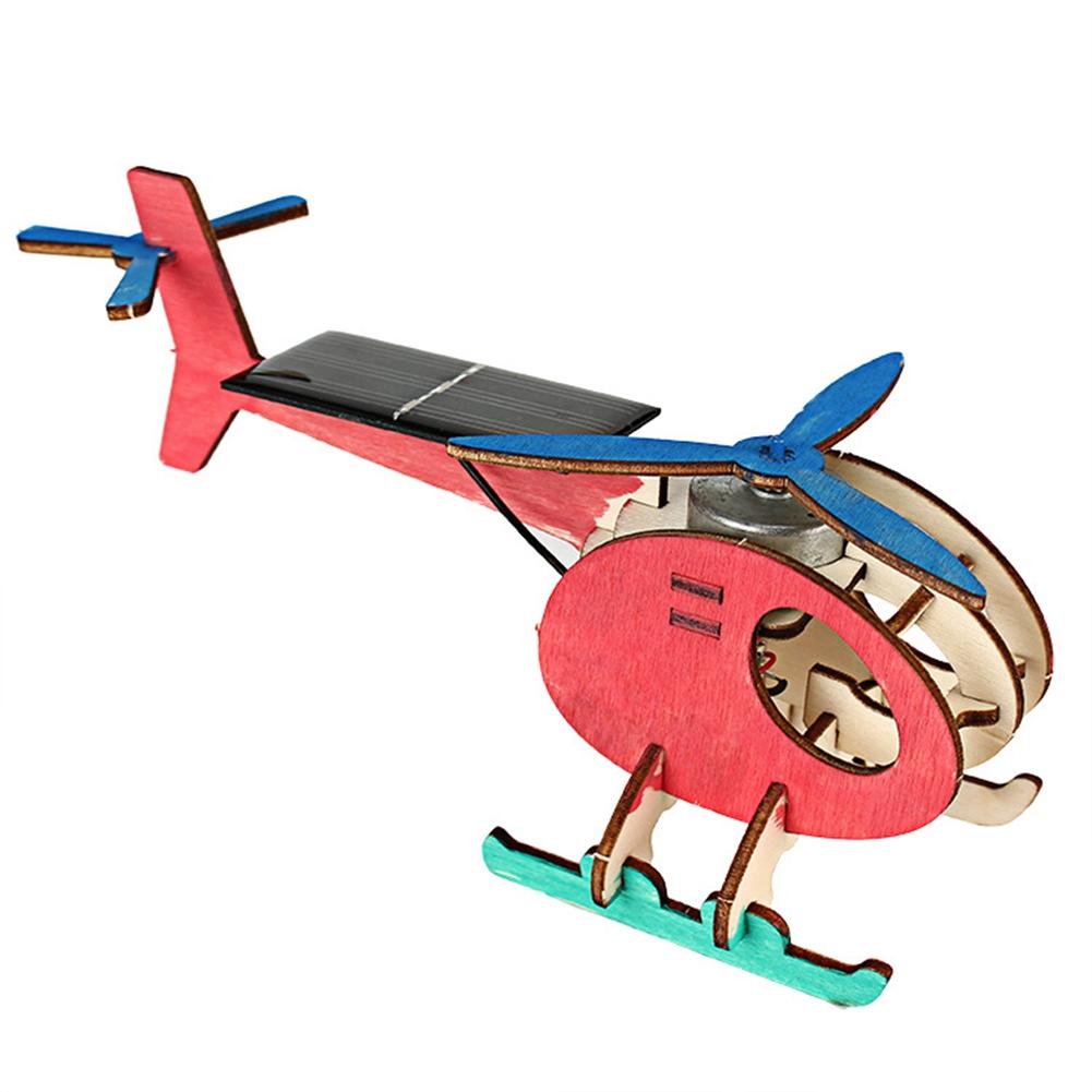 Wooden Solar Energy Aircraft Educational Toy Crafts DIY Model Wonderful Kid Gift