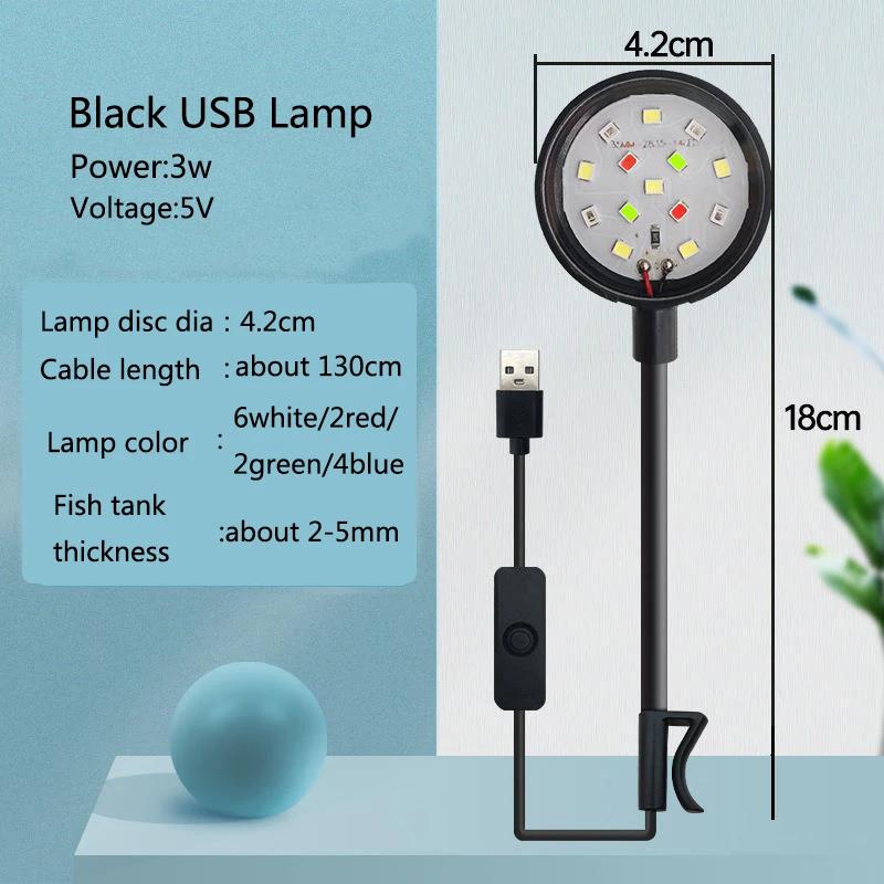 3W 5V USB Aquarium Light LED Waterproof Fish Tank Lighting Underwater Fish Lamp Aquariums Decor Plant Lamp Mini Fish Tank Light