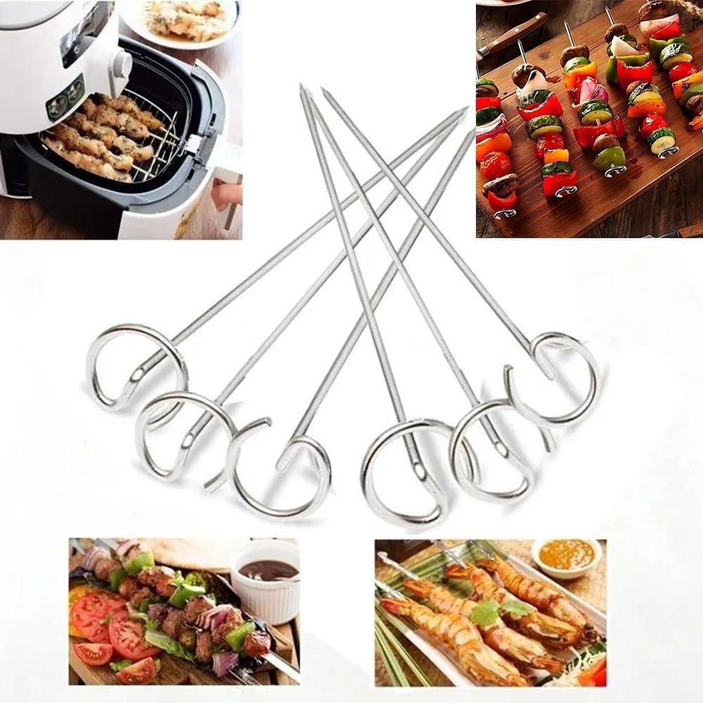 Metall Vertikaler Kebabspieß, Wiederverwendbares Edelstahl Heißluftfritteuse und Grillzubehör - Obst und Fleisch Vertikaler Kebabspieß
