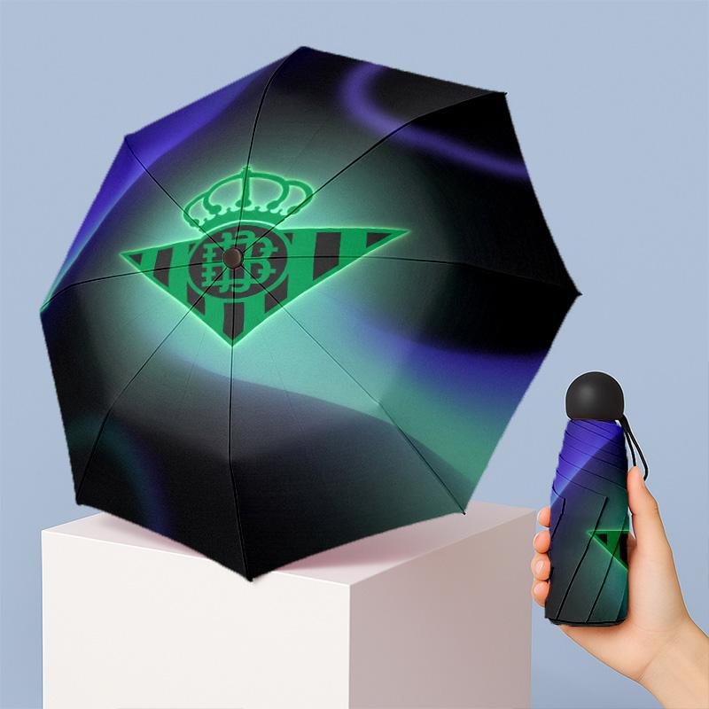 Real Betis Football Pattern Printed Mini 5 Folds 8 Ribs Compact Umbrella Windproof Waterproof Lightweight Portable Folding