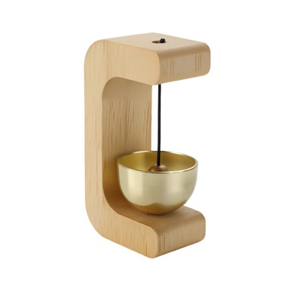 Magnetic Shopkeepers Bell for Door Opening, C-shape Wooden Door Bell, Decorative Wind Chime with Brass Bell for Home Office Entrance A