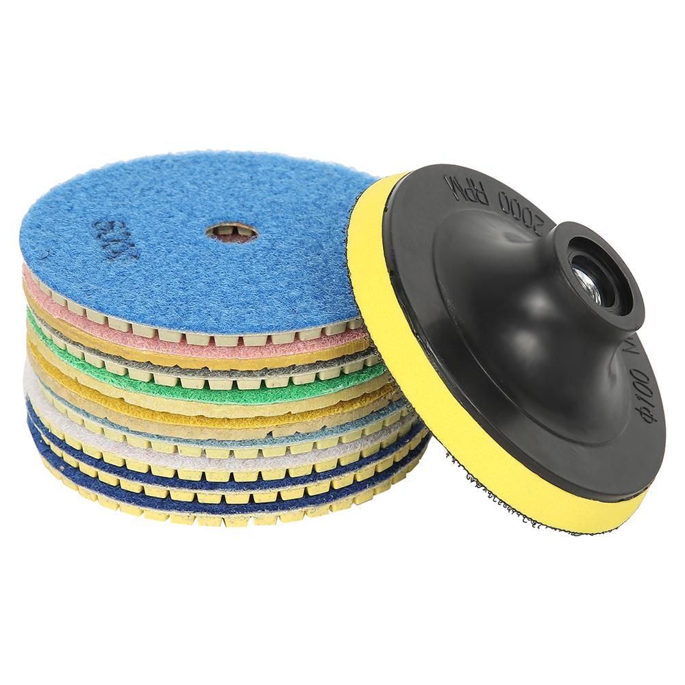 

Набор из 10 алмазных полировальных кругов диаметром 4 дюйма, гибкие абразивные диски для влажной и сухой обработки, подходят для полировки мраморных и бетонных полов