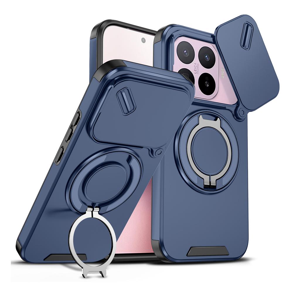 KEYSION 360° Rotating Ring Stand Phone Case for Xiaomi 17T 17T Pro 5G Slide Camera Protection Magnetic Shockproof Back Cover