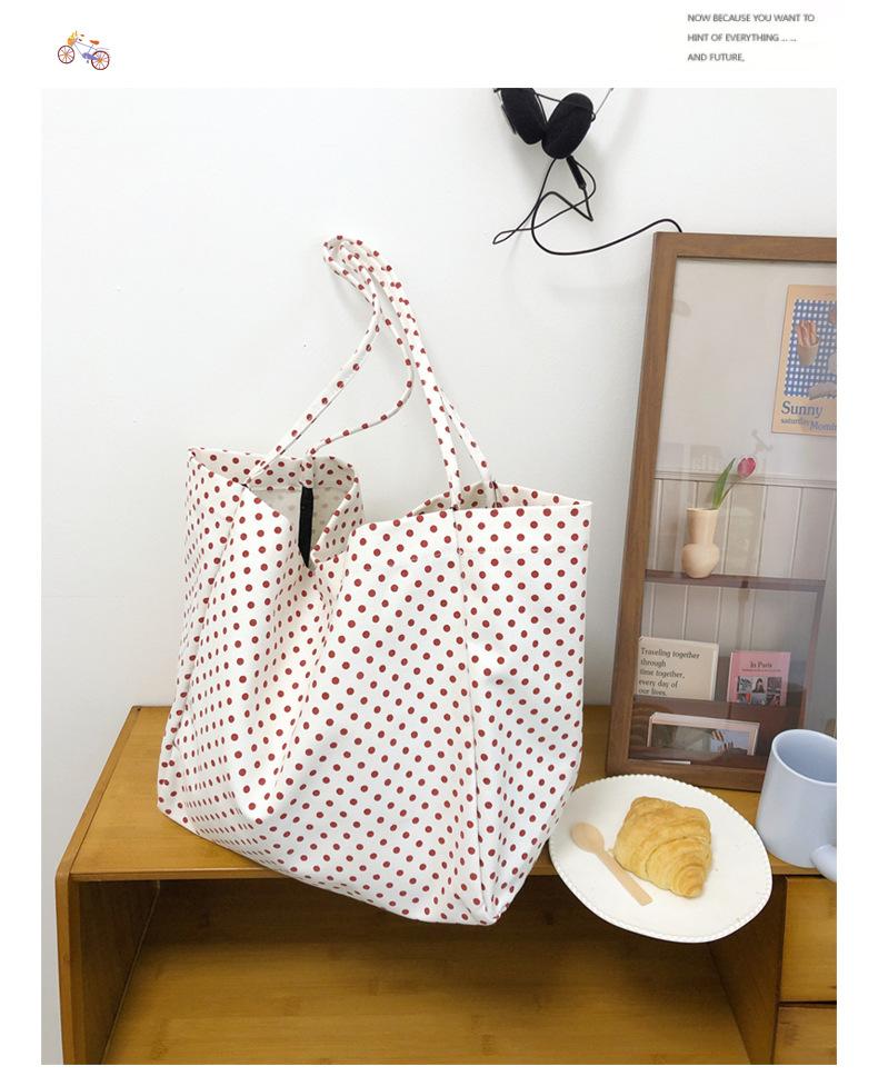 New Korean Style Ins Retro Polka Dot Crossbody Bag Large Capacity Shoulder Bag College Student Daily Bag