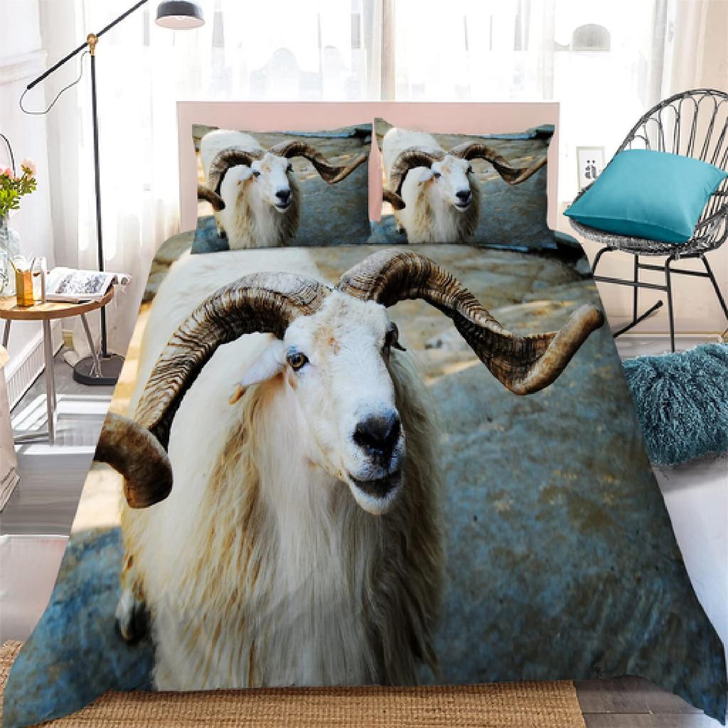 Funny Sheep King Queen Bedding Set Kids Farm Animal Duvet Cover White Little Lamb Comforter Cover 2/3pcs Polyester Quilt Cover