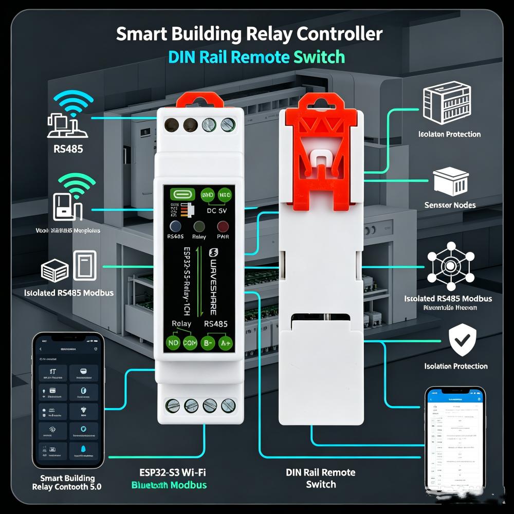 ESP11-S1-RS181 Development board 1-channel WiFi Bluetooth Relay industrial control board Type C With indicator Light & Anten