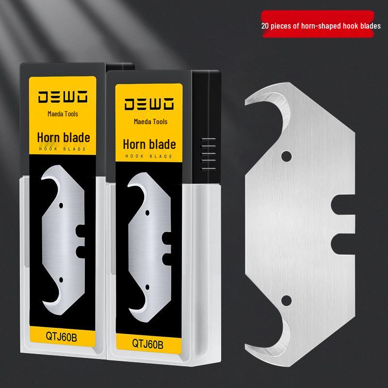 DEWO Heavy-Duty Stainless Steel Electrician's Folding Utility Knife with Cable and Wire Stripper, Thickened Hook.