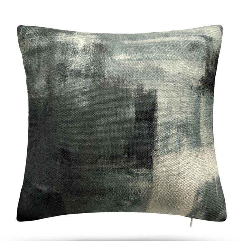Turquoise Geometric Color Block Short Plush Cushion Cover Color Block Gem Series Linen Pillow Case Home Fabric