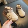Winter baby shoes with plush lining, solid color toddler shoes, winter boys' non-slip cotton shoes, girls' soft-soled cotton shoes