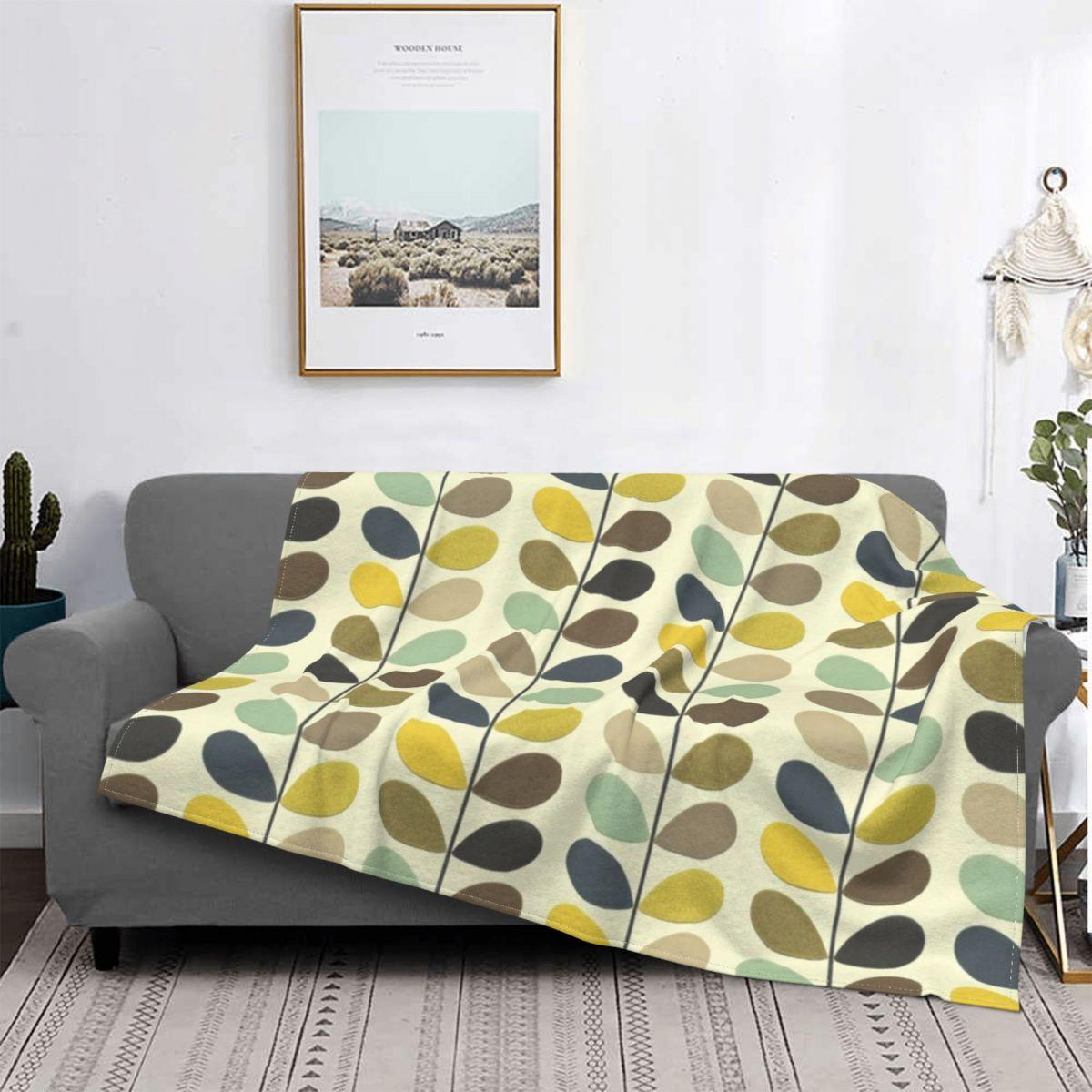 

Orla Kiely Hygge Барвистий дизайн з кількома стеблами Фланелева ковдра 1960-х років ретро Модна плед для дивана ліжка вітальні 150*125см Ковдра 30x40in
