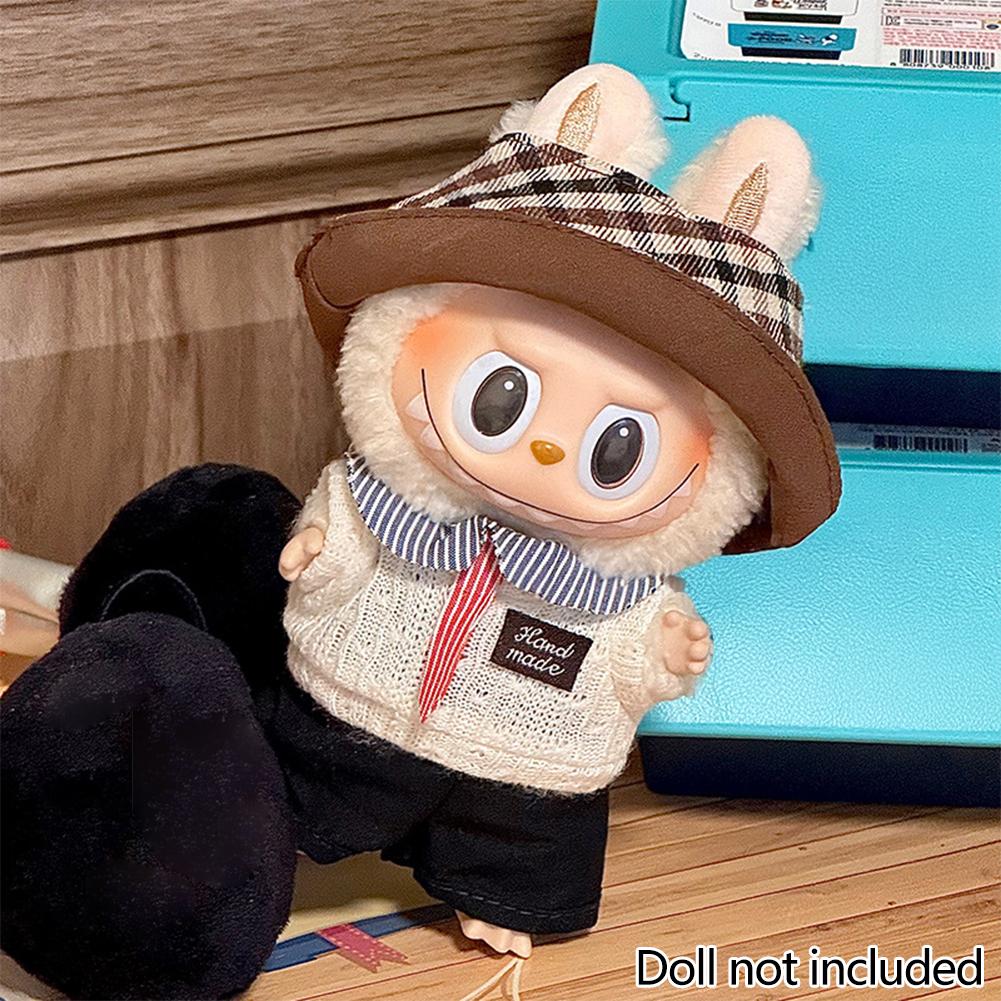 Für 17cm Labubu Puppenkleidung Modekleidung Overalls Puppenkleidung Farblich passendes Kleid Puppenzubehör Niedliche Dekoration Kleine Kleidung