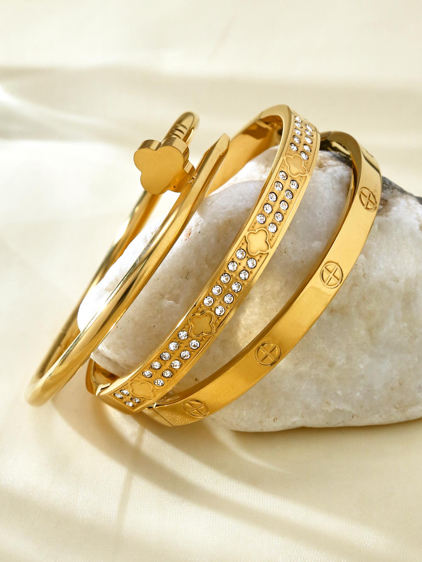 Винтажный браслет-крест из нержавеющей стали в стиле легкой роскоши, браслет с четырехлистным клевером и цирконием, браслет, инкрустированный четырехлистными цветами