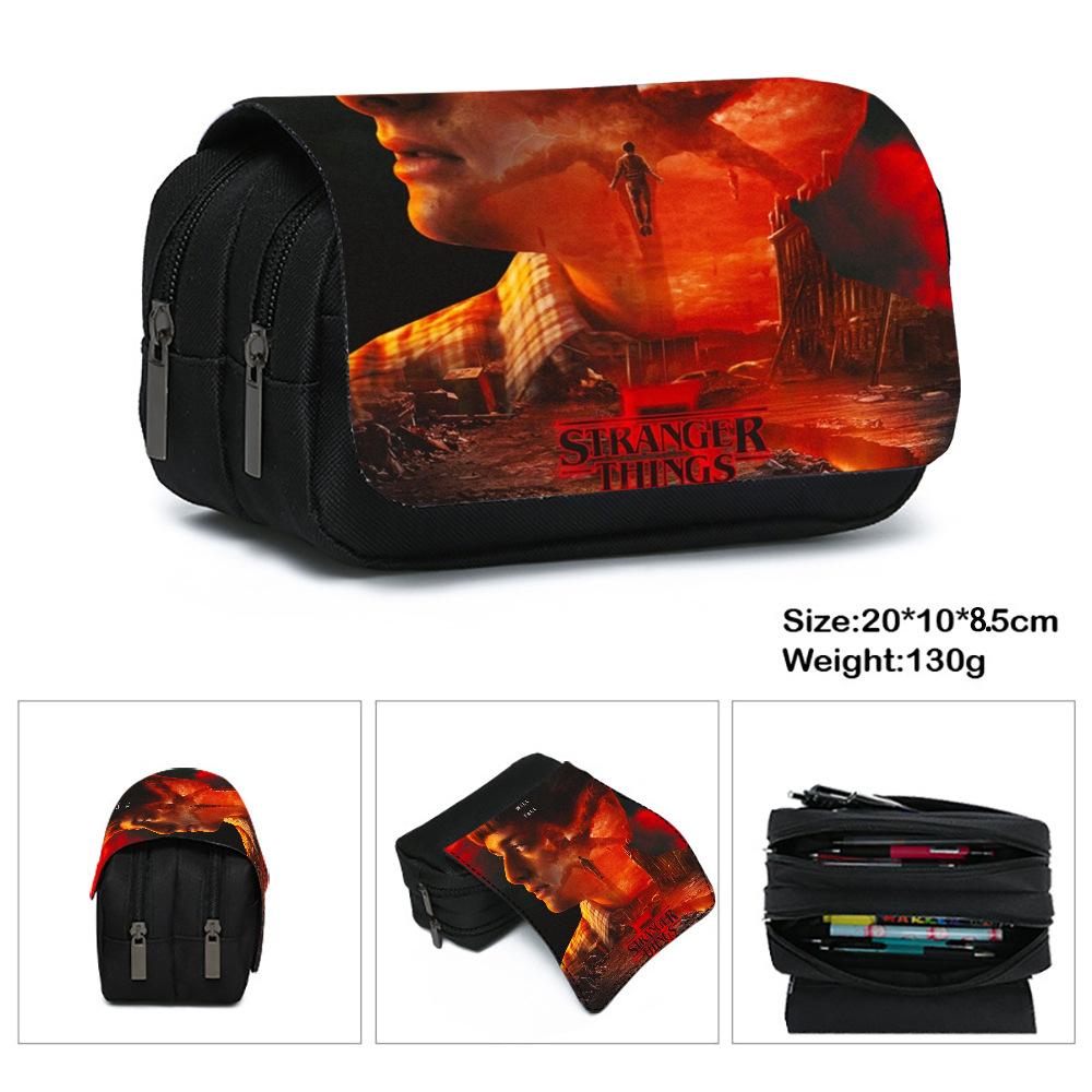 Stranger Things 5 Pencil Case, Large Capacity Multi-Layer Storage, Wear-Resistant Oxford Cloth Student Stationery Bag