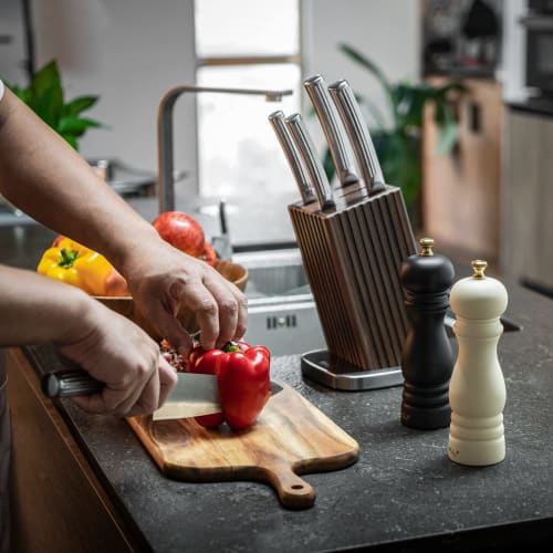Acacia Wood Cutting Board, Large, with Handle, Natural Material, Lightweight, Eco-Friendly, Stylish Kitchen Board, Lunch Tray, Pizza, Bread, Steak Pla
