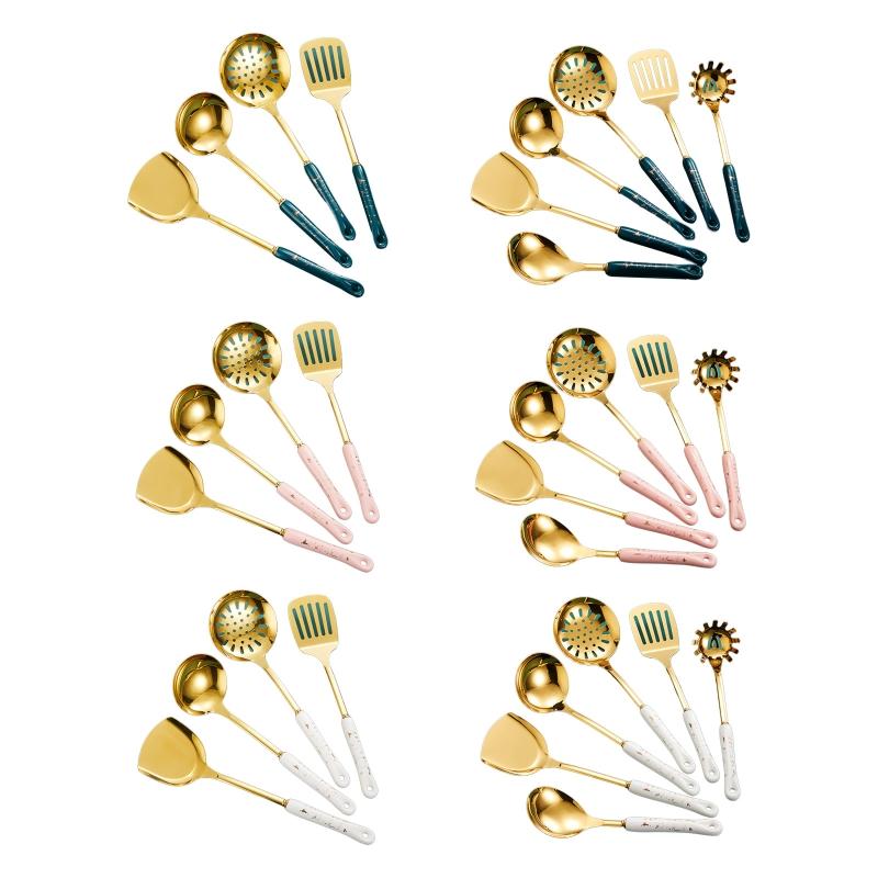 Electroplate Chef Utensil Set Cookware with Premium 201 Stainless Steel 4/6Pcs