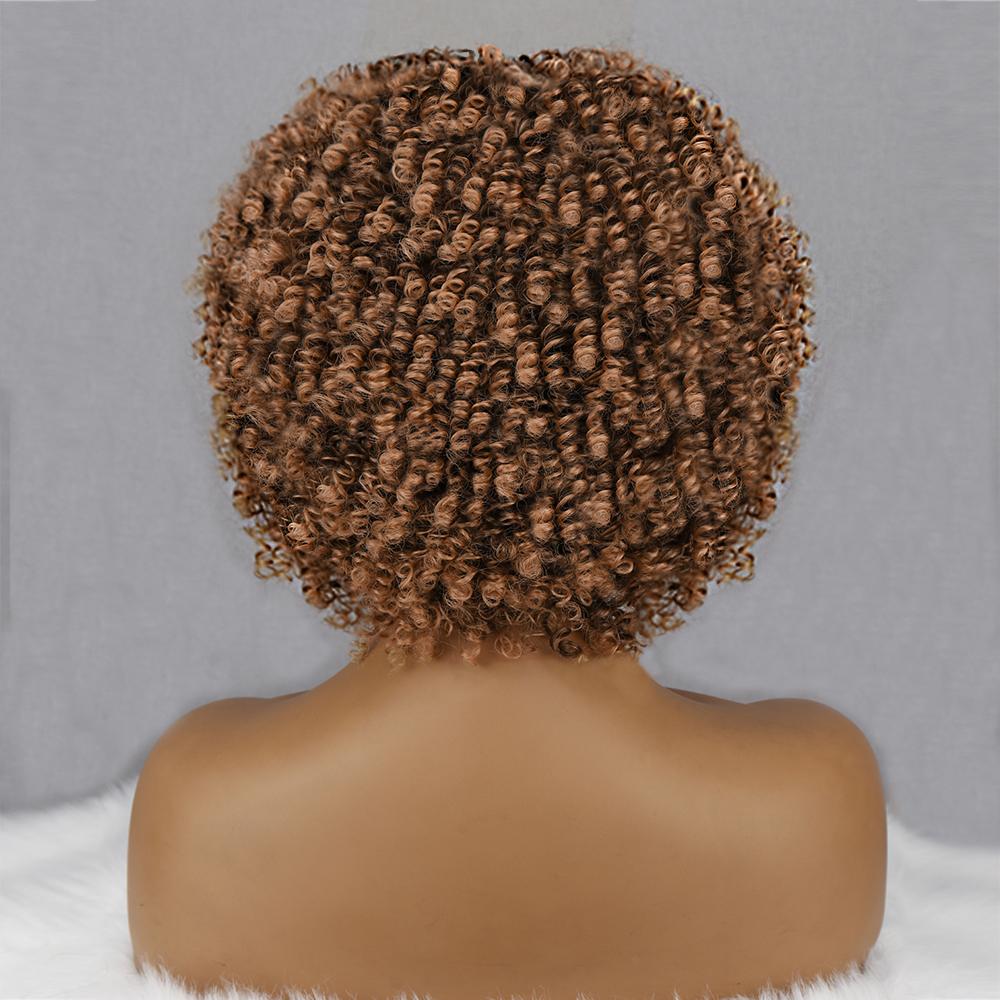 MISSQUEEN Short Curly Brown Black Grey Afro Wigs for Women High Temperature Fiber Nature Synthetic Short Curly Hair