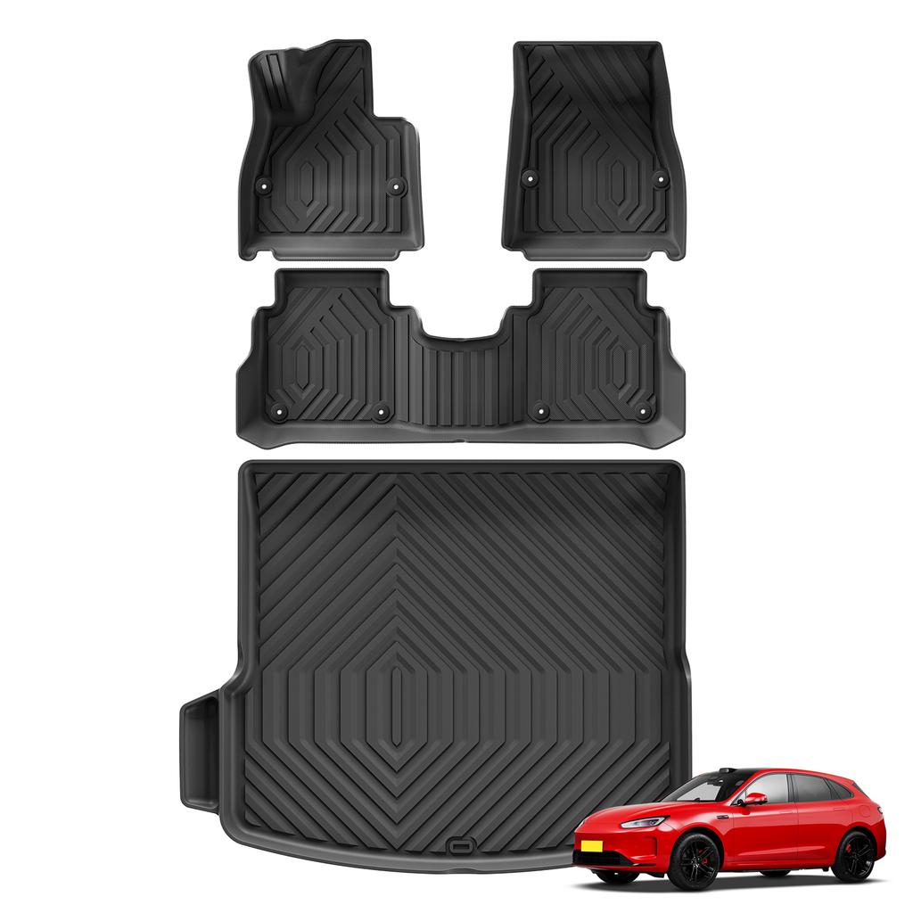 LUCKEASY Left Drive for AITO M5/Seres 5 2022-2024 TPE 3D Car All-Weather Floor Mats Trunk Pad Backrest Liner Accessories Black