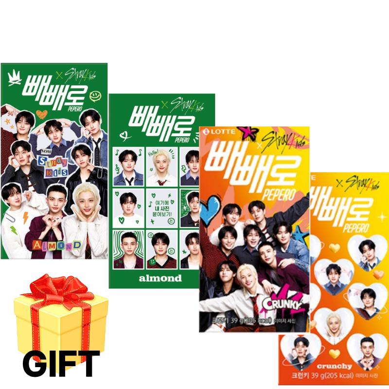 

Pepero Chocolate Sticks x Stray Kids (SKZ) – 4-Pack Set 2 × Almond Pepero + 2 × Crunchy Pepero
