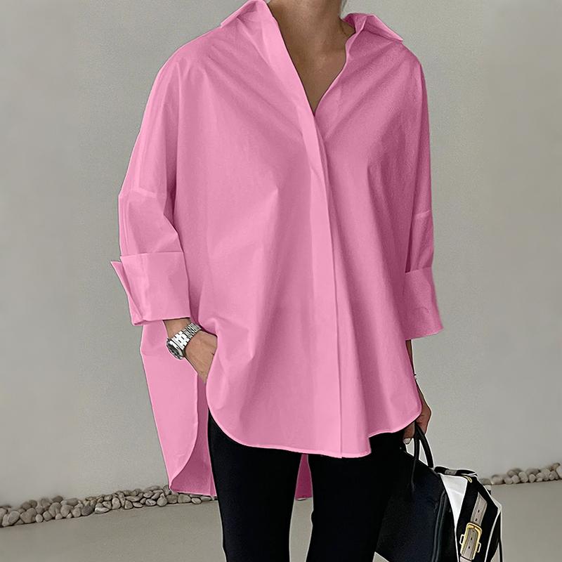 

ZANZEA Женская свободная повседневная блузка с отложным воротником и длинным рукавом 5XL