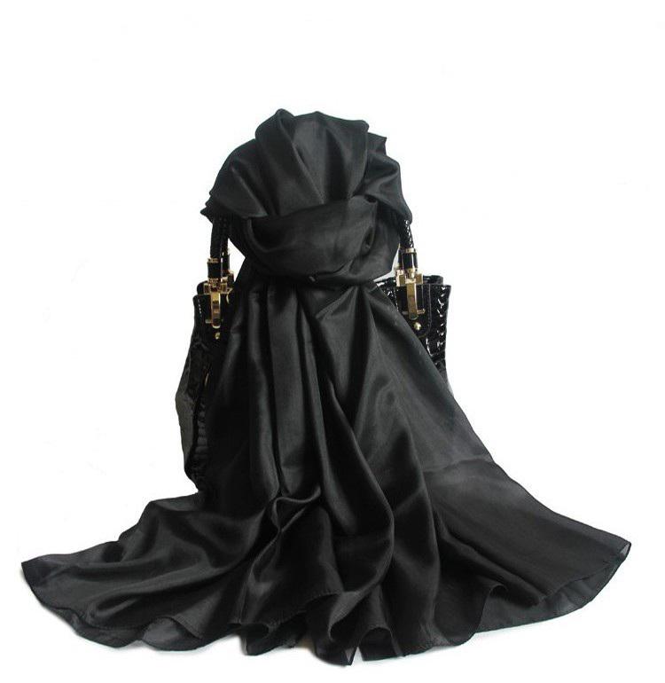 [BYSIFA] Ladies Metal Grey Silk Scarf Shawl 180*110cm Oversize Design Female Scarves Wraps Summer Sunshade Shawls Black Pink