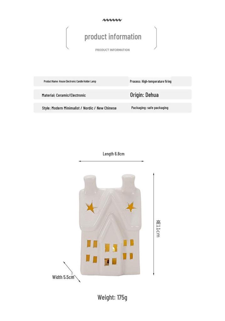 European Ceramic LED Christmas House Ornament: Creative Hollow Candlestick Night Light