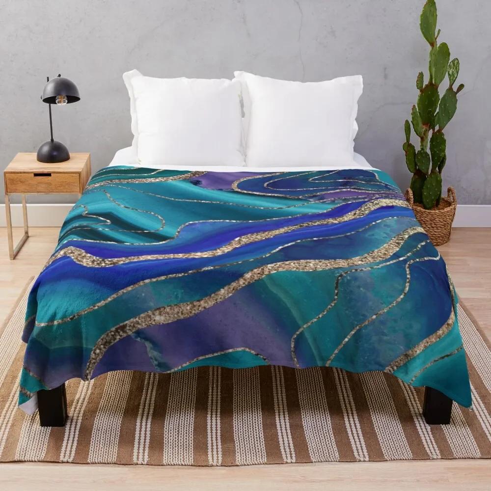 Glamour Milky Way Marble Galaxy Throw Blanket, Warm Cozy Soft Fuzzy Blankets Birthday Gifts, Fluffy Abstract Blanket for Winter